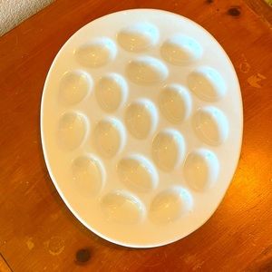 California USA ivory ceramic #86 Deviled Egg Platter Holds 18 Deviled Eggs Rare